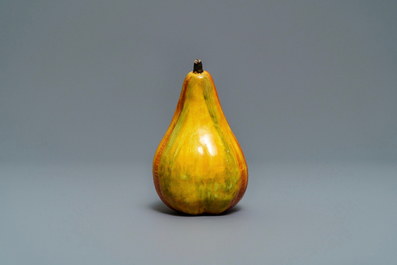 A polychrome Dutch Delft model of a pear, 18th C.